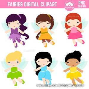 Fairy Clipart, Instant Download PNG files - 300 Dpi, Baby Shower Clipart, Nursery Clipart, Fairies Clipart, Forest, Once Upon a Time  Flower