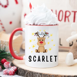 Personalized Christmas Mugs, Funny Christmas Mug, Secret Santa Gift, Reindeer Mug, Hot Chocolate Mugs, Christmas Coffee Cup, Mug for Kids