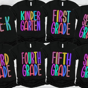 Back to School Bright Alpha Shirts - Grade School Shirts - Teacher Shirts - Neon Bright Alpha Shirts