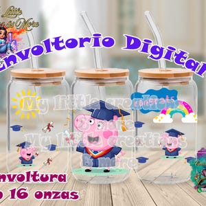 Peppa pig  Graduando png Digital uvdtf cup libbey 16 onzas cartoon Diseño Digital