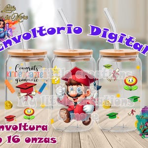 Mario broos Graduando png Digital uvdtf cup libbey 16 onzas cartoon Diseño Digital png