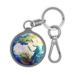 Earth-Inspired Keyring Tag, Personalized Keychain, Travel Lover Gift, Adventure Accessory, World Map Keyring
