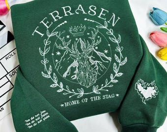 Terrasen Sweatshirt Embroidered, Fireheart Embroidery, To Whatever End Embroidery, Throne of Glass Shirt, Gift For Mother, You Do Not Yield