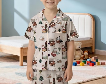 Ensemble pyjama voiture de Noël Lightning McQueen Mater pour femme et enfant, Vêtements de nuit des Fêtes Cars Disney, pyjama de voiture de dessin animé mignon, ensemble de pyjama de Noël confortable