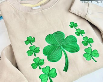 Embroidered St. Patrick&#39;s Day Sweatshirt, Irish Shamrock Sweatshirt, Saint Patricks Day Sweatshirt Women, St Patricks Hoodie, St Patricks