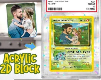 CUSTOM ANIME PHOTO Father's Day Card, Father's Day Gift for Grandpa, Dad Wallet Card, Super Hero Dad Gifts, Game Dad Card, New Grandpa Gift