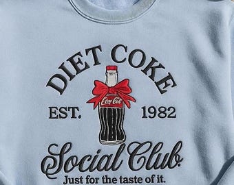 Sudadera bordada del Club Social de Coca-Cola Light, sudadera de Coca-Cola, sudadera para bebedores de Coca-Cola Light, camiseta de Coca-Cola Coquette, sudadera con capucha para fanáticos de Coca-Cola Light