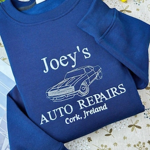 Joey's Auto Repair Embroidered Sweatshirt, Joeys Auto Repair, Bookish Shirt, Boys of Tommen Embroidered Sweatshirt, Bookish Crewneck