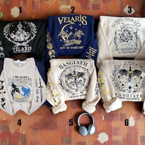 Fourth Wing Embroidered Sweatshirt,Custom Basgiath War College, Velaris City Of Starlight, Violet Sorrengail, Xaden Riorson, Fantasy Reader