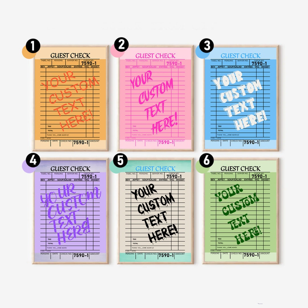 Guest Check Wall Art, Trendy Wall Art, Guest Check Print, Custom Quote