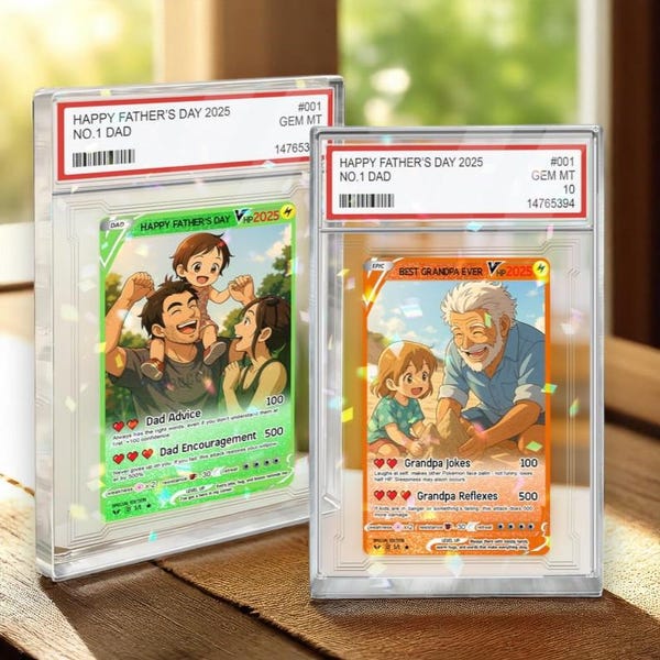 Vatertagsgeschenk für Papa, personalisierte Pokedad Karte, Anime Geschenk für Ehemann, Gamer Papa Geschenk von Kindern, Geschenke von Kindern, Karte für Ihn