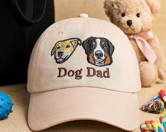 Custom Pet Embroidered Hat, Personalized Dog or Cat Baseball Cap, Pet Portrait Hat, Gift for Dog Mom or Cat Dad, Christmas Gift for Her