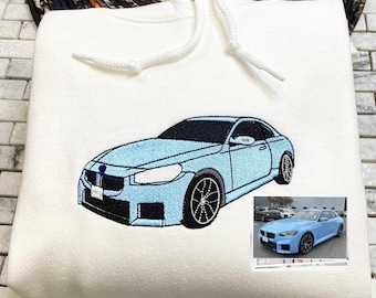 Bluza z kapturem z haftem na zamówienie, spersonalizowane prezenty samochodowe dla niego, bluza ze zdjęciem samochodu, spersonalizowany prezent dla faceta z samochodem, prezent dla taty, prezent dla miłośnika samochodów