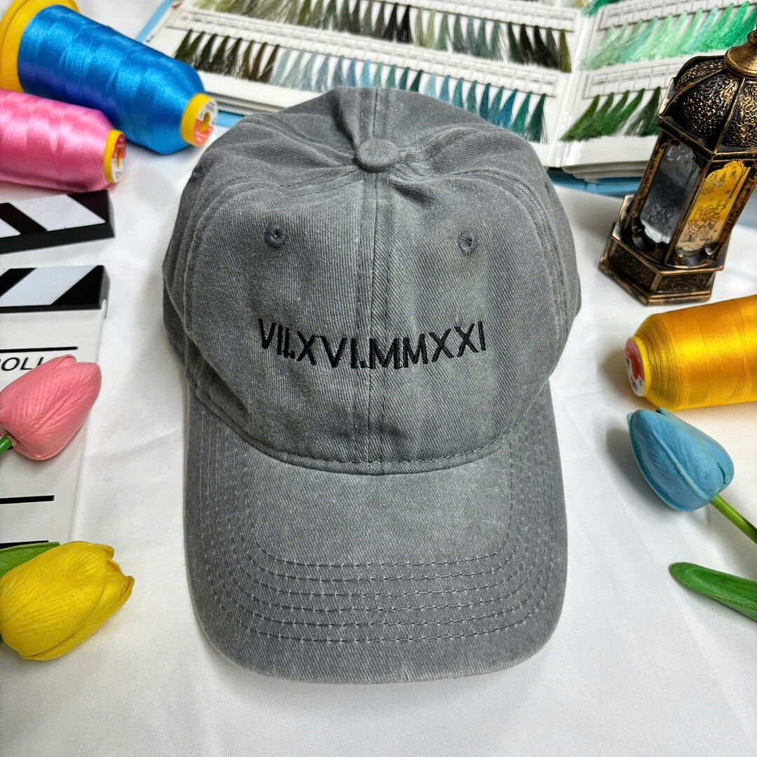 Custom EMBROIDERED Roman Numeral Cap, Initial Heart Custom Embroidered ...