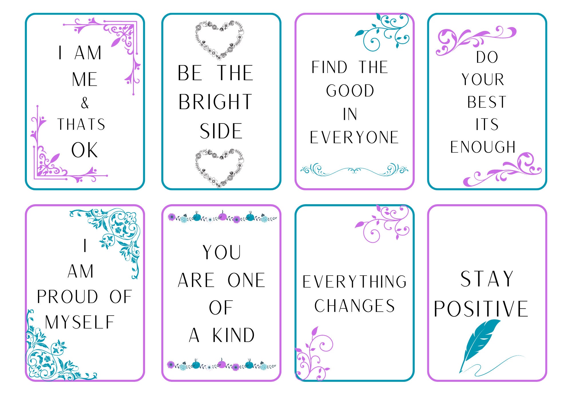 Positive Affirmation Cards Set 40 Digital Download - Etsy