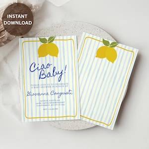 Ciao Baby Shower Invitation | Italian Theme Baby Shower Invite | Editable Canva Template | Little Bambino Party | Instant Download