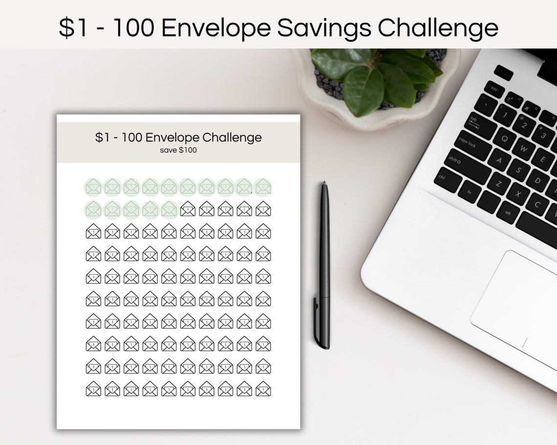 100 Envelope Savings Challenge Free Printable