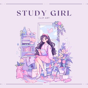 Back to School Clipart - School Studying Clip art - Teacher Clipart - Cute Kawaii Studying Digital Stickers - PNG Digital Download Bundle