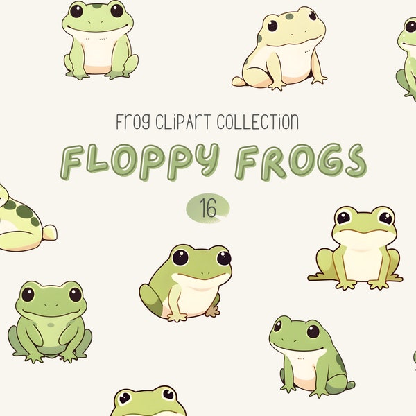 Cute Frog Clipart Bundle - Frog Illustrations - DIY Invitation Cards - Nursery Décor - Cartoon Clip Art- Frog Stickers - Toad Clipart - Tote