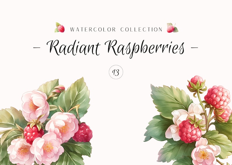 Watercolor Clipart - Radiant Raspberries - Card Clip Art - Instant ...
