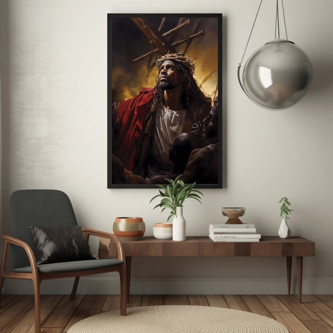 African American Art Black Jesus Wall Art Modern Art Religious Christian Artwork Christian