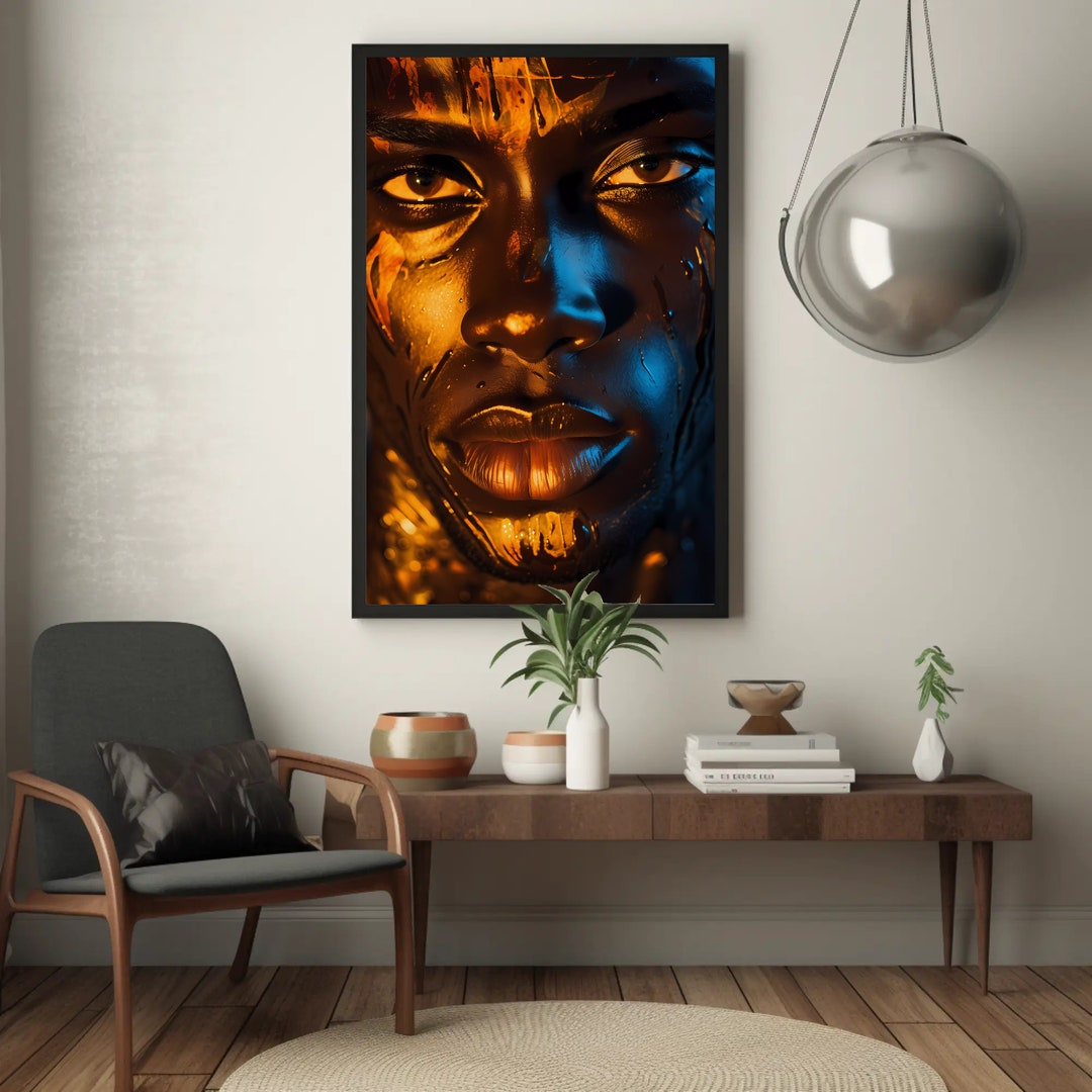 African American Art Black Male Canvas Artblack Wall Art Black Art Living Room Décor Black Male ...