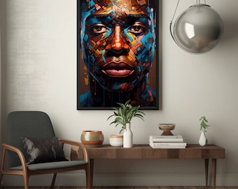 African American Art| Black Male Canvas Art|Black Wall Art| Black Art| Living Room Décor| Black Male Art| African Décor| Home Decor