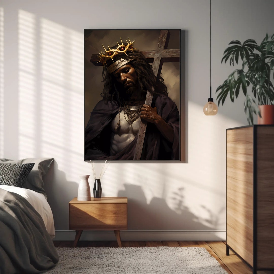 African American Art Black Jesus Wall Art Modern Art Religious Christian Artwork Christian