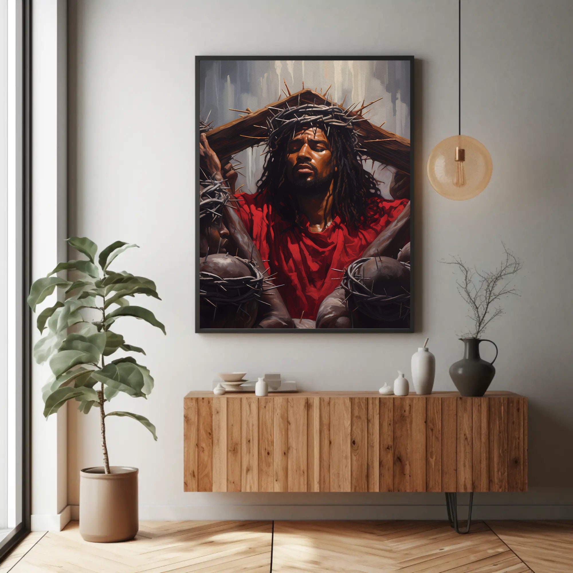African American Art Black Jesus Wall Art Modern Art Religious Christian Artwork Christian
