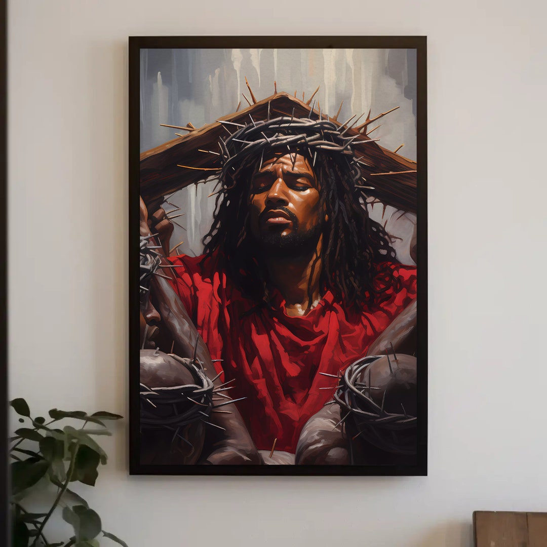 African American Art Black Jesus Wall Art Modern Art Religious Christian Artwork Christian
