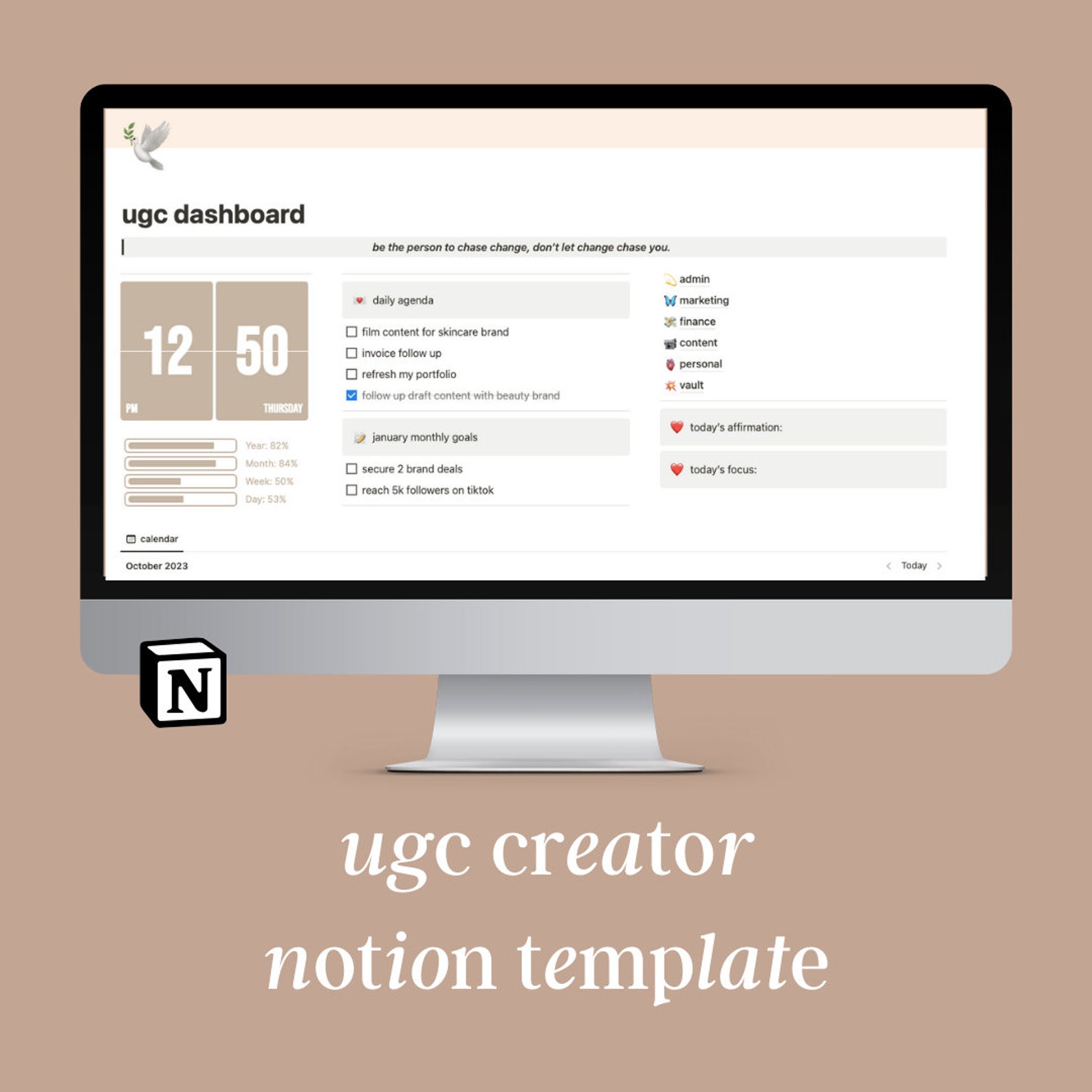 UGC Notion Template for UGC Creators Premium UGC Notion Etsy
