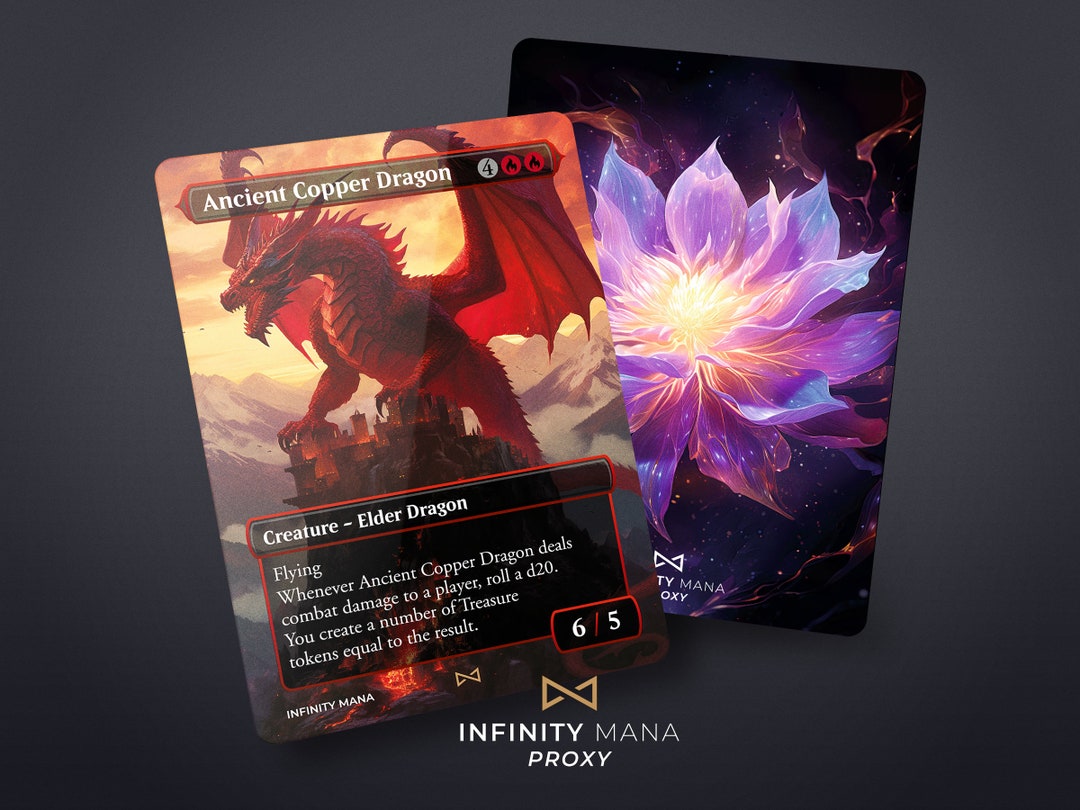 Ancient Copper Dragon Premium Proxy MTG Cards, Full Art Commander Card