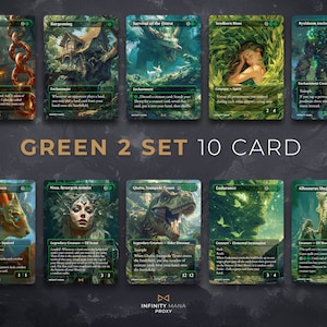 Groen 2 SET SET van 10 kaarten - Premium proxykaarten, Full Art Commander-kaart