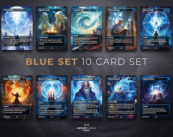 SET azul 10 tarjetas SET - Tarjetas MTG Proxy Premium, tarjeta Full Art Commander