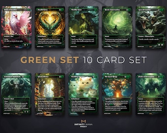 Green Full Art Proxy Cards - Commander Set of 10