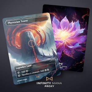 Tour phyrexiane - Cartes proxy premium, carte Commandant entièrement illustrée