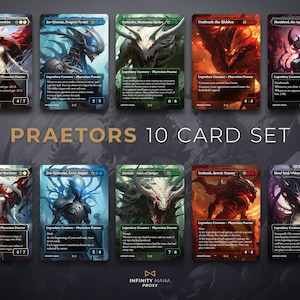 Lot de 10 cartes Praetors - Proxy Cards Premium, Full Art Commander Card