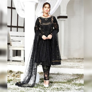 Pakistani Indian stylish 3PC dress with dupatta Beautiful sequence work, ready to wear, for all occasion