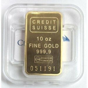 10 OZ Gold Bar Credit Suisse .9999 Fine Gold With New Assay Card