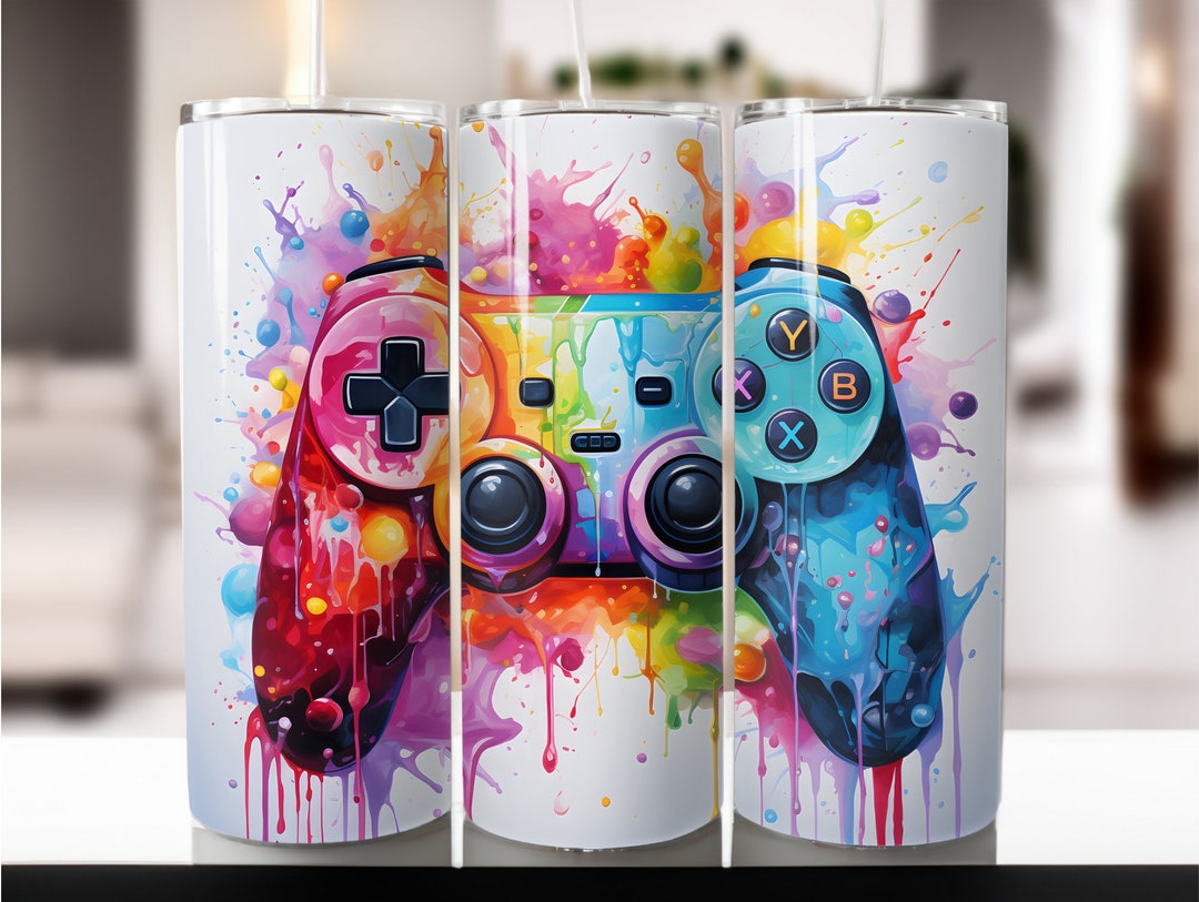 Neon Gaming 20oz Skinny Tumbler Png Sublimation Wrap ,tumbler Wraps ...
