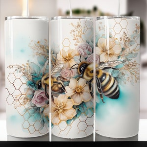 Let It Bee Floral Tumbler 20oz Skinny Tumbler Sublimation Wrap ,tumbler wraps Designs for Straight and Tapered Tumbler, Digital Download.
