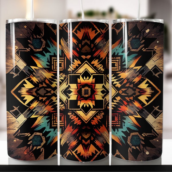 Mandala Pattern Western 20oz Skinny Tumbler Sublimation Wrap ,tumbler wraps Designs for Straight and Tapered Tumbler, Digital Download.