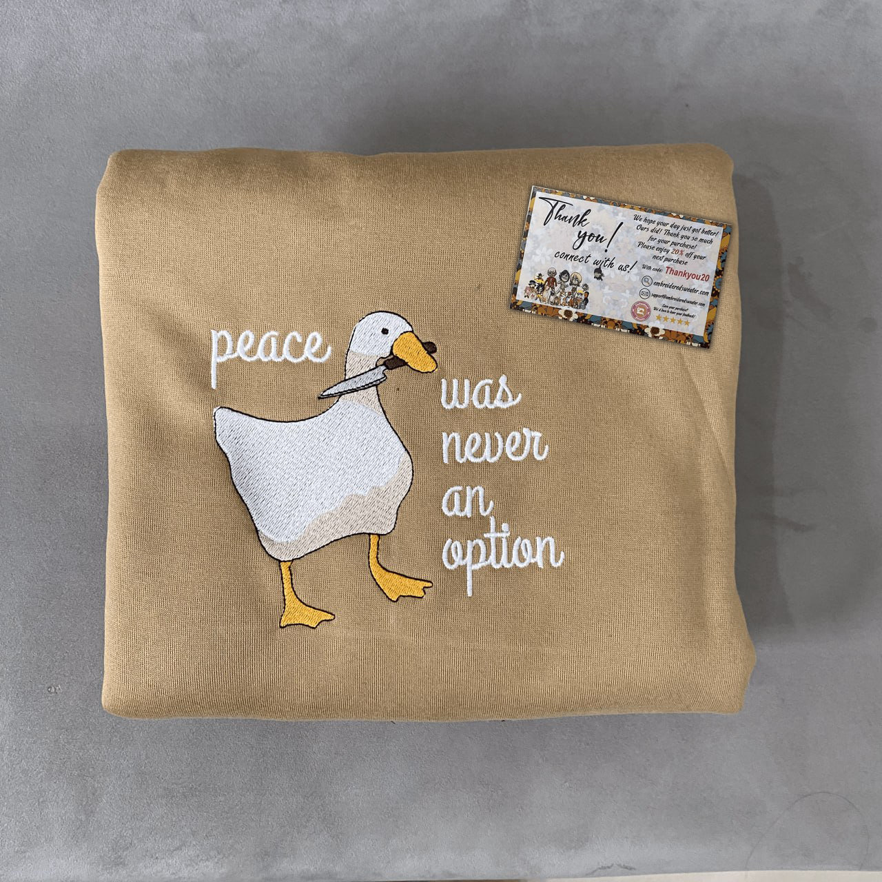 Discover Peace Was Never An Option Embroidered T-Shirt, Funny Goose Sweatshirt, Silly Goose Hoodie