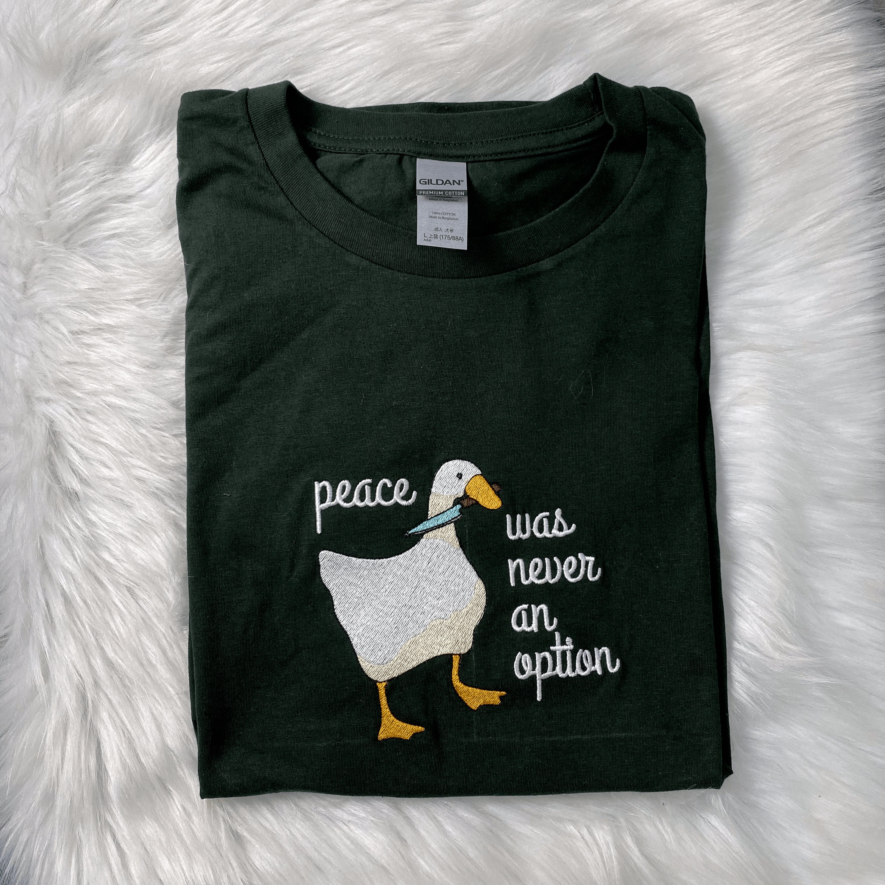 Discover Peace Was Never An Option Embroidered T-Shirt, Funny Goose Sweatshirt, Silly Goose Hoodie