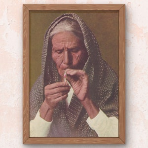 Impressão de arte vintage - La Fumadora | Cartão postal do México dos anos 1900, A4, 5x7, 4x6, 3x4, cartão postal imprimível, arte mexicana, cartão imprimível, arte imprimível