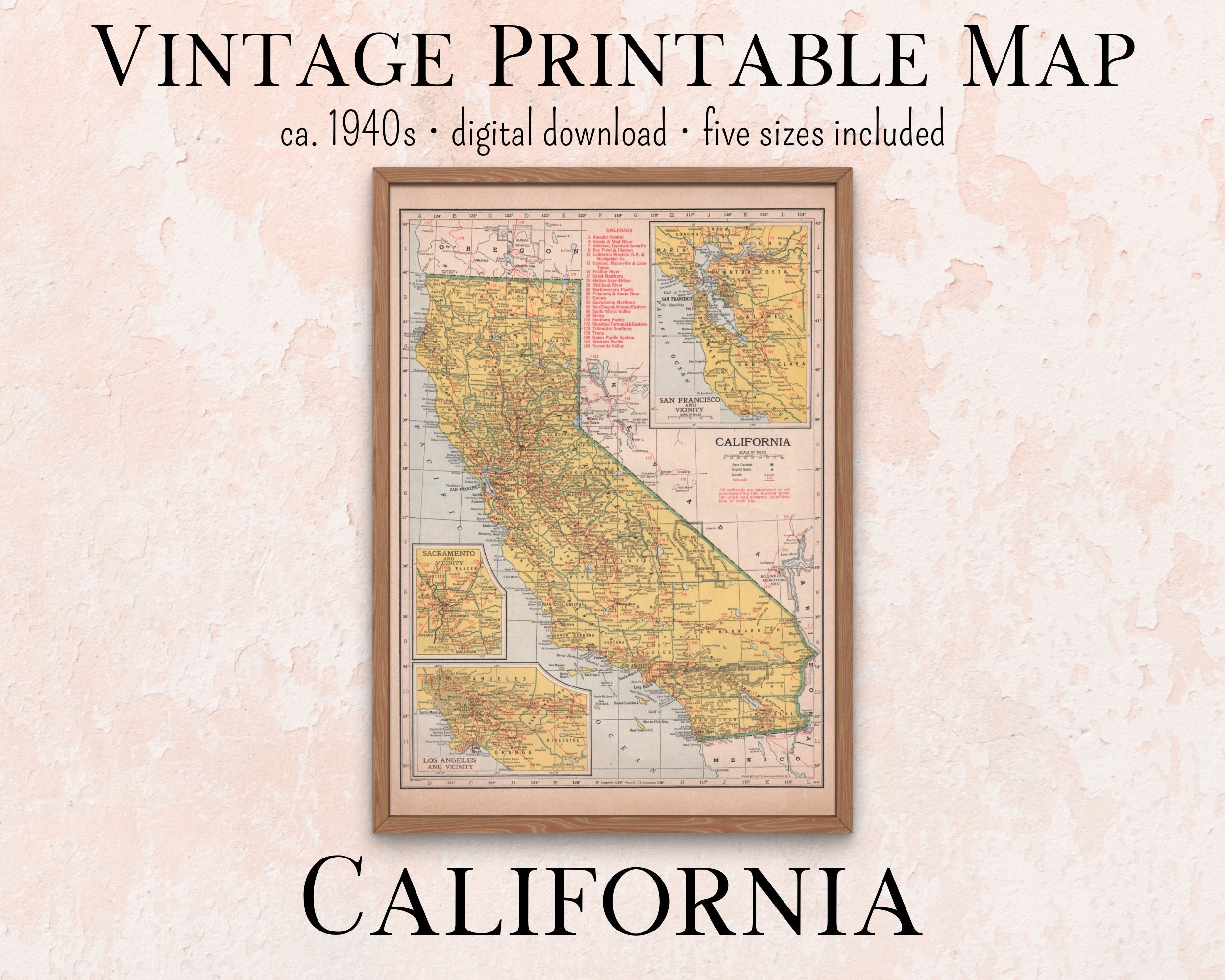 カリフォルニアの地図 - Etsy 日本