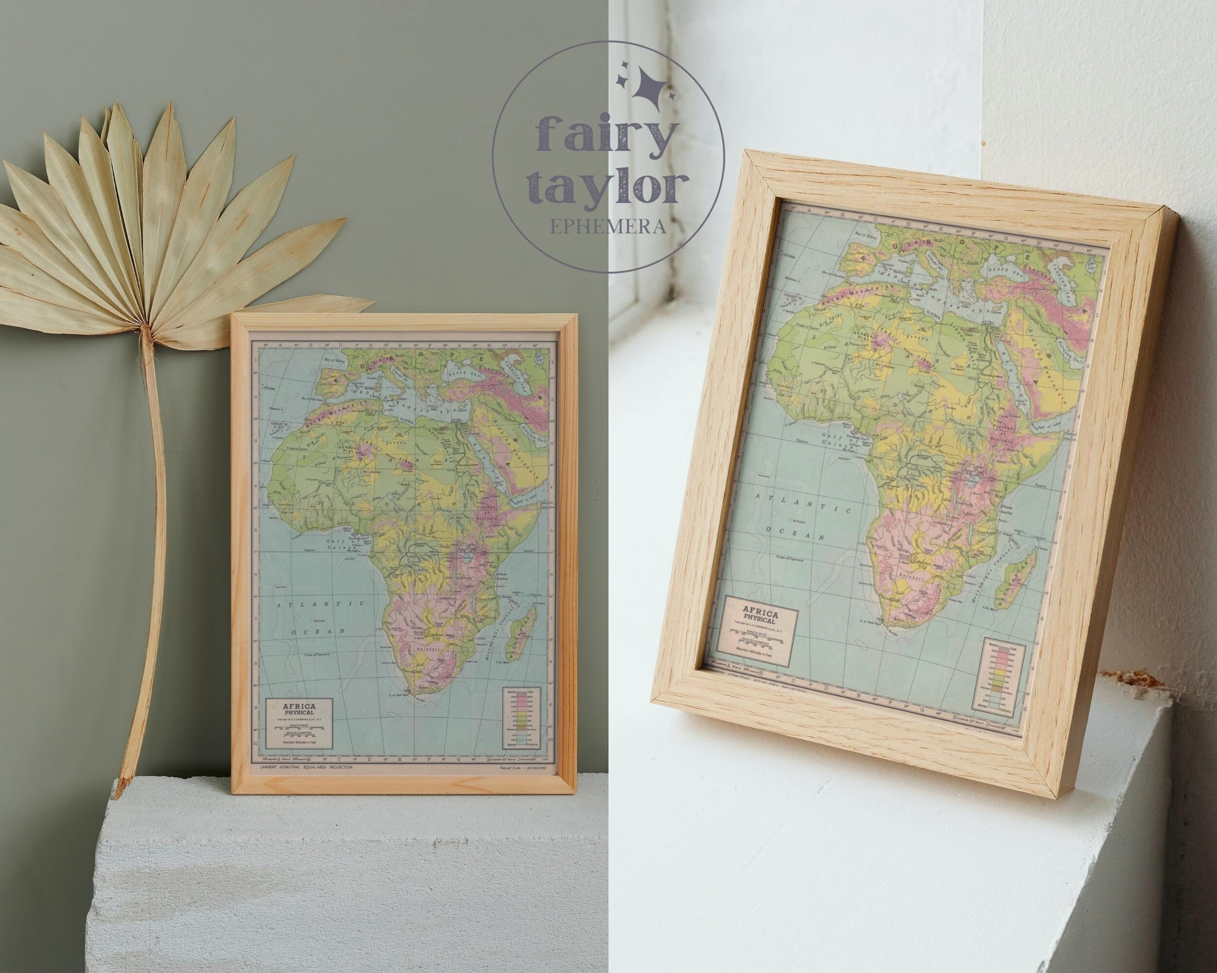 Africa Vintage Printable Map 1940s Atlas, Instant Download 11x14, 18x24 ...