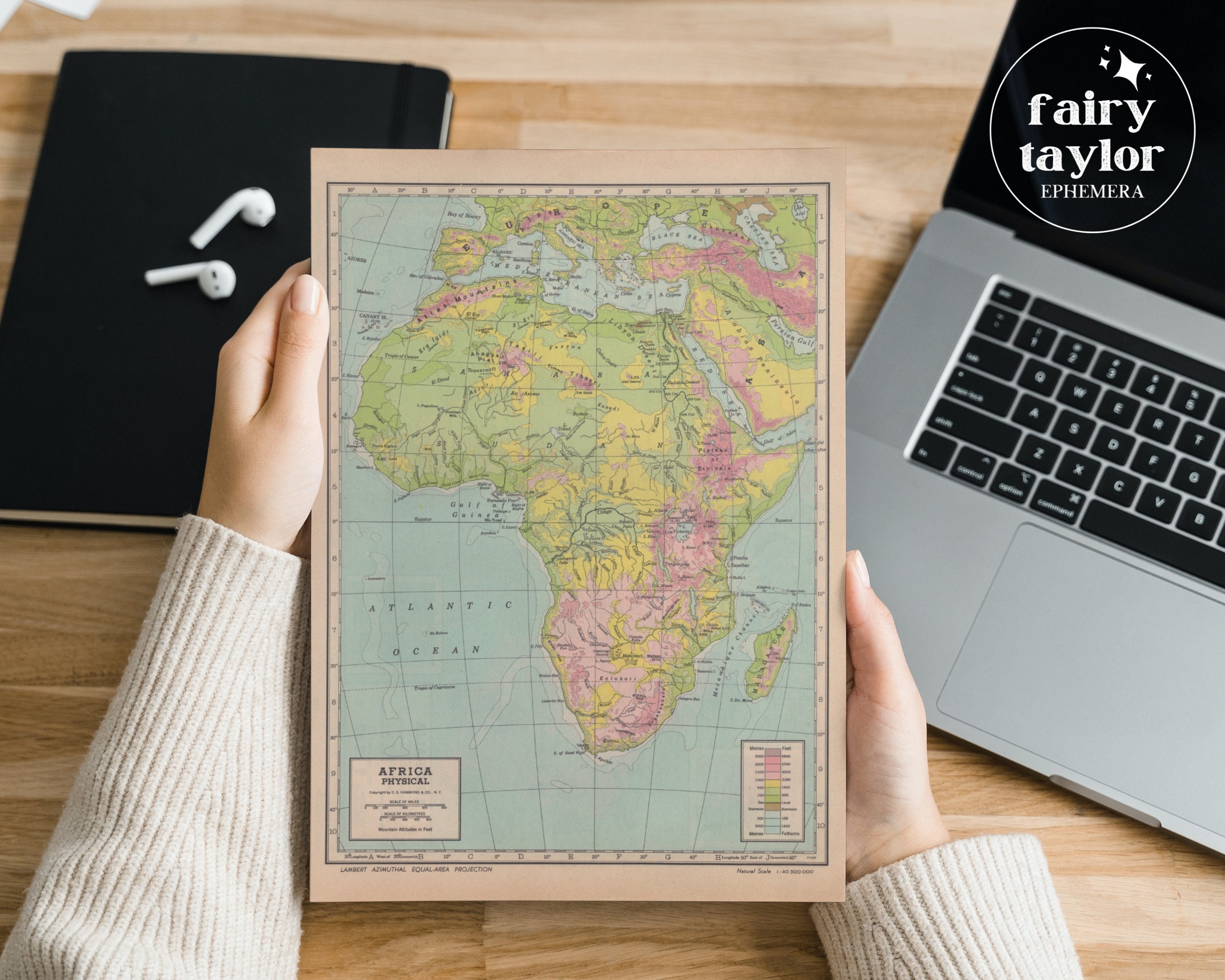 Africa Vintage Printable Map 1940s Atlas, Instant Download 11x14, 18x24 ...