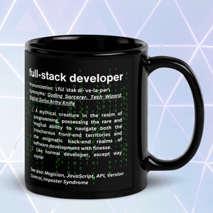 Développeur Full Stack - Tasse brillante noire Witty Definition image 2