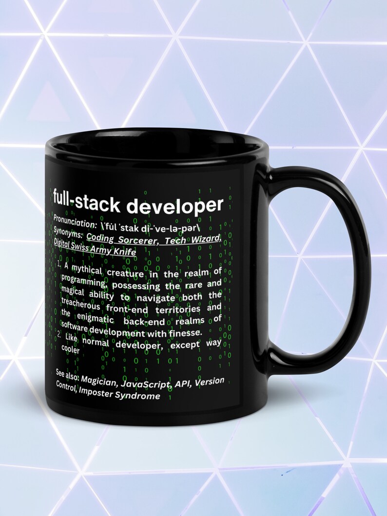 Développeur Full Stack - Tasse brillante noire Witty Definition image 2